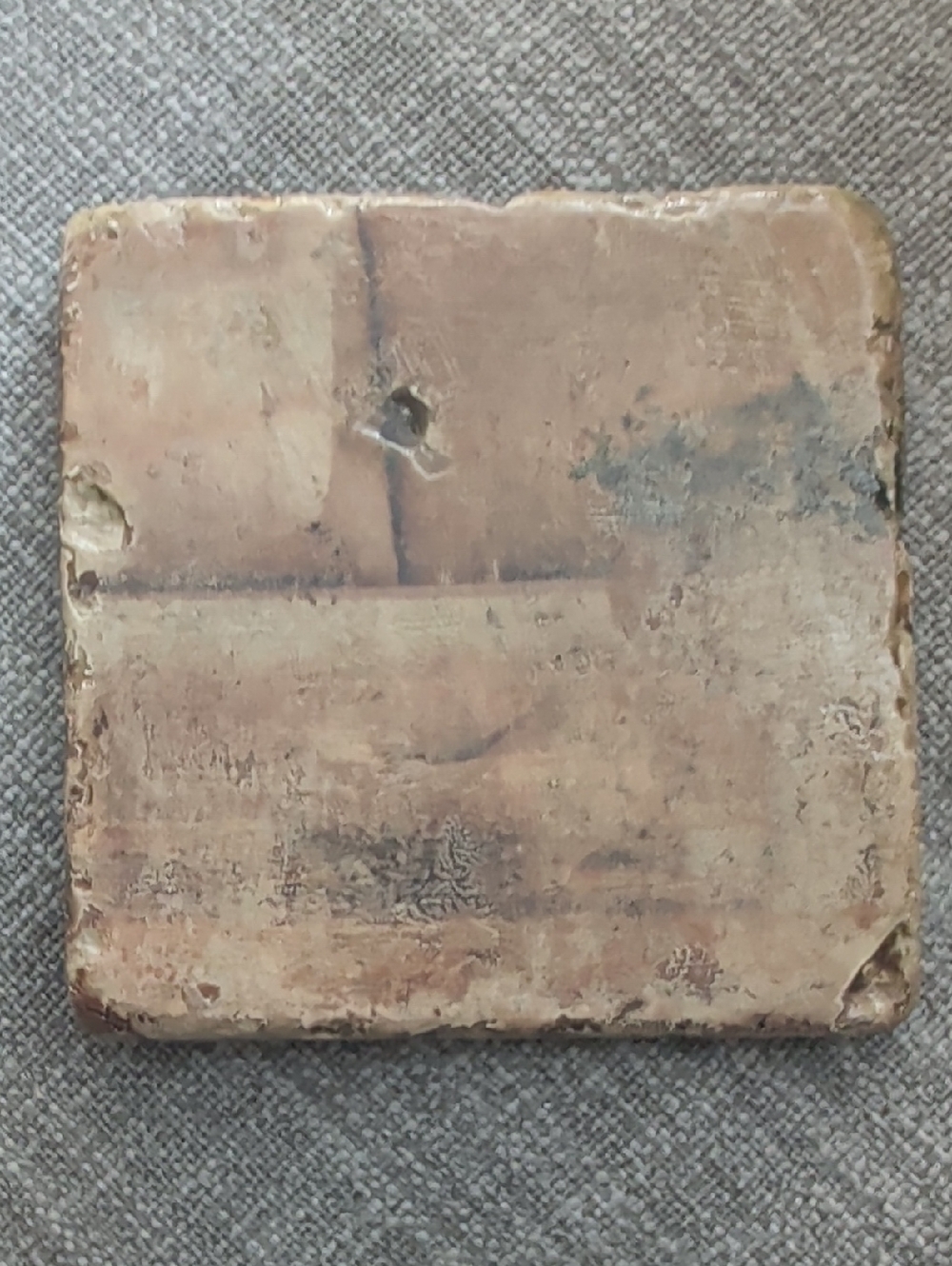 Abstract MCM Distressed Square Stone Coaster - Handcrafted